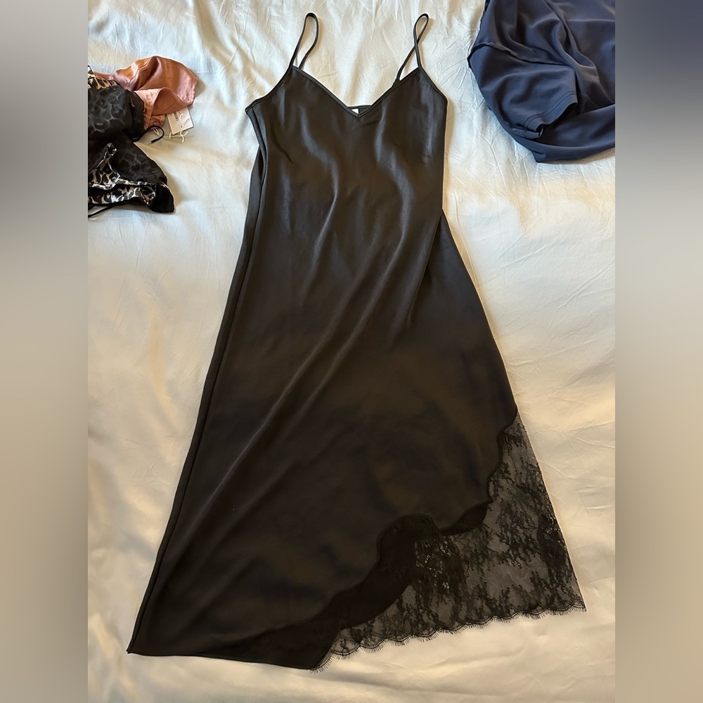 Wilfred Black Dress with Lace Accent